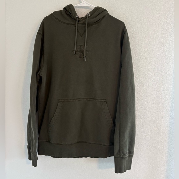 Calvin Klein Jeans Washed Monologo Hoodie Green - Picture 7 of 16